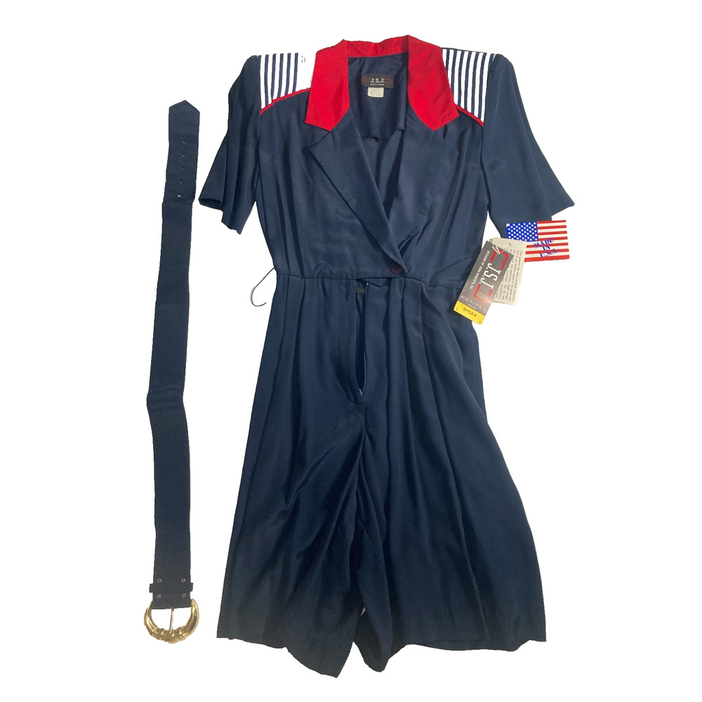 NWT VTG J.S.J 80s petites shorts dress size 5/6 made in USA romper jumpsuit